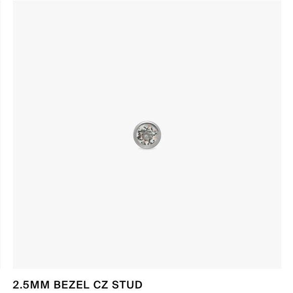 Studs Jewelry - Pair of Studs Piercing Earrings - Titanium, Bezel-Set Clear, 2.5mm, Flat Back